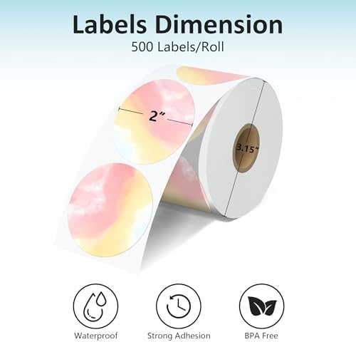 JOYIT 2'' Rainbow Thermal Labels, 500pcs Round Thermal Printer Labels - Image 3