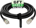 POWGRN 6 Ft 10AWG Outdoor Extension Cord Waterproof Heavy Duty, Black by POWGRN