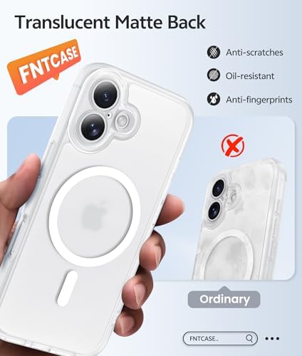 FNTCASE for iPhone 16 Plus Case, Fit for Magsafe, Screen Protector, White - Image 6