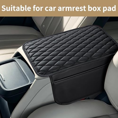Car Armrest Box Pad,Automobile Center Console Cover,Arm Rest Cover for Car,Universal Middle Console Cover with Storage Bags,for Most Cars, Trucks and Vans (Black) - Image 3