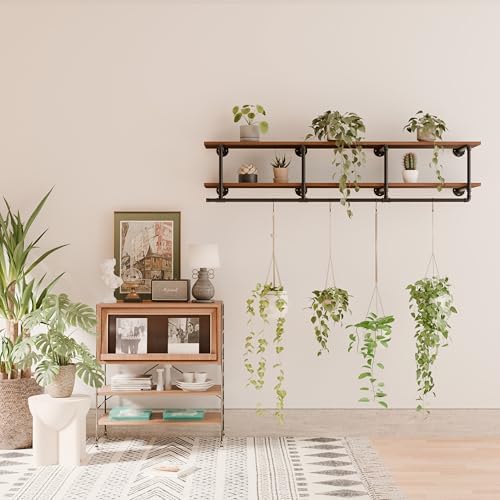 Wall Mounted Clothes Rack 12 Inch Deep, 72 Inch Heavy Duty Garment Rack with Real Walnut Wood Shelf, Multi-Purpose Hanging Rod & Space-Saving Closet Storage Organizer - Image 6