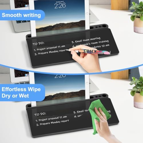 2 Pack Desktop Glass Whiteboard with Storage, Desk White Board Stand Black - Image 6