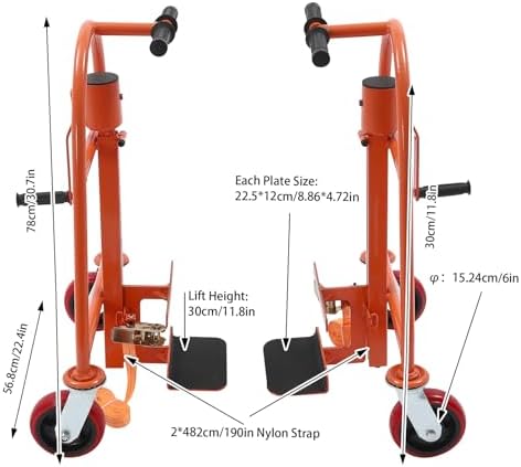 Manual Furniture and Crate Mover with Wheels Heavy Duty Furniture Movers Industrial Machinery Mover Packaging Furniture Moving Tool -1300 lbs Capacity, 11.8" Lift Height, Set of 2 - Image 2