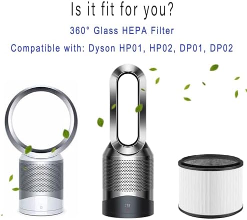 HP01 HP02 Filter Replacement for Dyson Air Purifier, 2 Pack, Black - Image 2