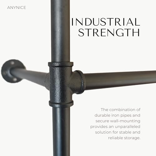 Industrial Pipe Clothing Rack, Wall Mounted Clothes Rack, 110", 6 Rods - Image 5