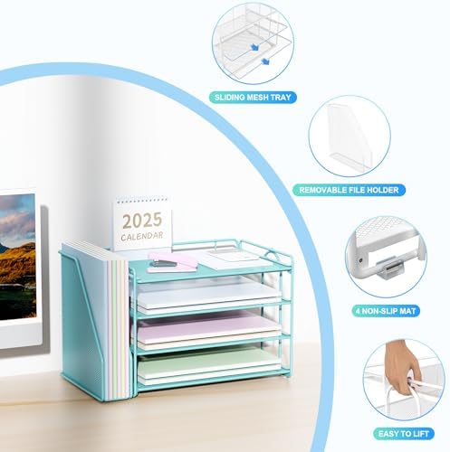 Spacrea 4-Tier Paper Organizer for Desk with File Organizer - Image 3