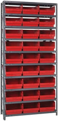 Quantum Storage Systems 1275-209RD Store More Steel Shelving Unit with 6" Shelf Bins, 12" D x 36" W x 75" H, Red by QuantumStorageSystems