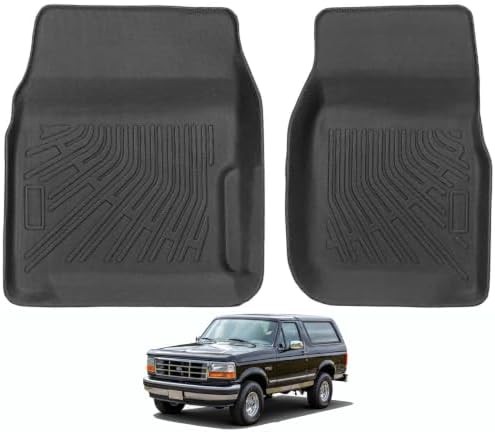 MOOREVER® All Weather Floor Mats for 1980-1996 Ford F150 & Bronco, 1980-1997 F-250/F350 Classic Ford Truck Floor Liners, Heavy Duty TPE Custom Fit F-150 & Bronco Car Accessories​ by MOOREVER