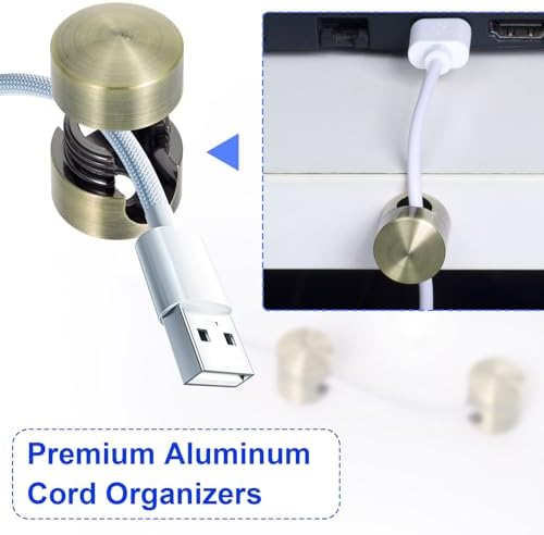 SmallCat 3 Sets Charger Holders for Cords, Gold/Silver/Antique Copper Adjustable Cable Anchor Holders, Adhesive Metal Cord Clips, Cable Management Wire Organizers for Desk, Office, Nightstand - Image 5