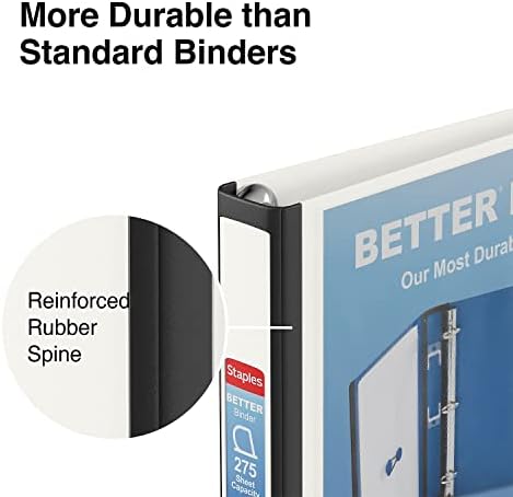 Staples Better Binder, 1 Inch D-Ring, White, 275 Sheets, 3-Pack - Image 5