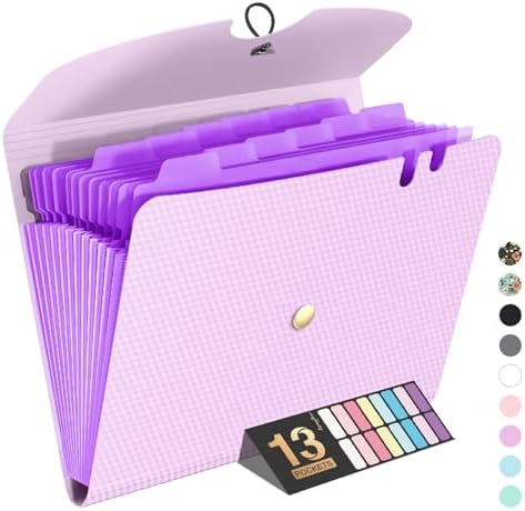 Sooez Expanding File Folders, 13 Pocket Accordion File Organizer, Letter/A4 by Sooez