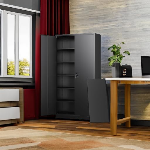 Letaya Metal Garage Storage Cabinets with Lock Door and Adjustable Shelves, Steel Tool Cabinets for Home,Office,Warehouse Organisieren (Black, 72" H) - Image 5
