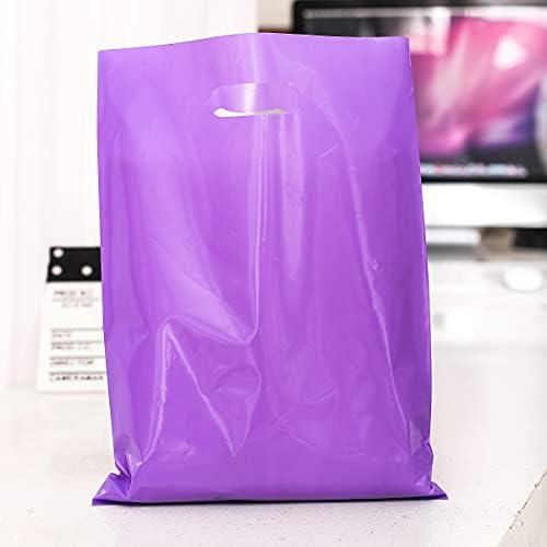 ysmile Large Purple Plastic Shopping Bag for Small Business Boutique for Retail Merchandise Die Cut Poly with Handle 11.8"x15.8" - Image 5