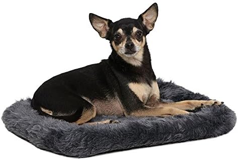 MidWest Homes for Pets QuietTime XXS Dog Bed - Gray Faux Fur Bolster, Ultra-Soft and Machine Washable, Fits 18-Inch Crates and Carriers, for Small Dogs and Cats by MidWestHomesForPets