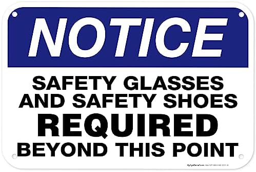 Safety Glasses and Safety Shoes Required Beyond This Point Sign, 12x18 by MySignCenter