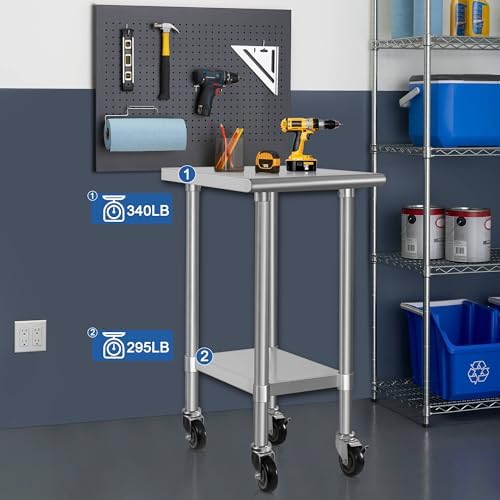 HARDURA Stainless Steel Commercial Table 24×18 Inches with Casters - Image 3
