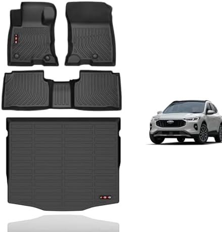 KELCSEECS Floor Mats & Cargo Liner for 2026 2025 2024 2023 2022 2021 2020 Ford Escape Hybrid All Weather Car Mats Cargo Mat Trunk Mat Ford Escape Floor Mats Accessories by KELCSEECS