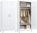 Steeloong 71"Armoire Wardrobe Close,White Wardrobe Cabinet with Hanging Rod by Steeloong