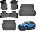 Floor Mats for Toyota Rav4 2019-2025 (Include Hybrid), Custom Fit All-Weather TPE Floor Liners, Front & 2nd Row & Cargo Liner for RAV4 Car Accessories by Partzer