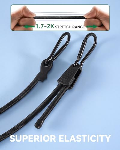 Lucky Straps 48" Red Adjustable Carabiner Bungee Cords with Hook, 8 Pack - Image 3