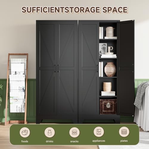 Letaya 75" H Metal Storage Cabinet with 2 Doors and 4 Shelves,Tall Kitchen Pantry Cabinets,Farmhouse Utility Pantry Organizers for Cupboard/Dining/Bathroom/Home Office/Garage Room,Black - Image 5