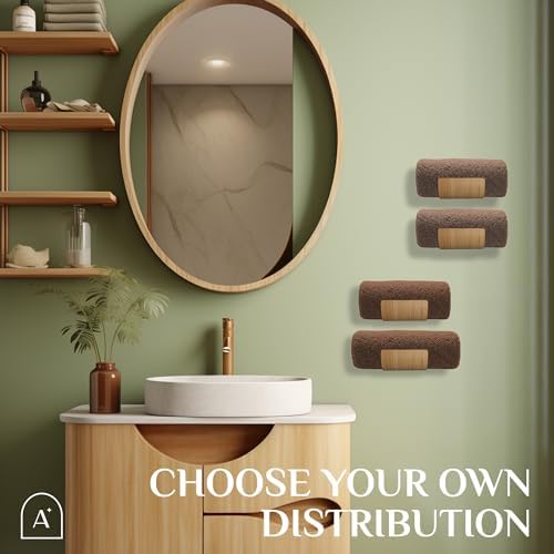 Bamboo Towel Rack by Aura Nest Set of 4 Wood Towel Racks Bamboo Bathroom Accessories -Wall Towel Holder for Rolled Towels Wooden Towel Racks for Bathroom Spa Bathroom - Natural Bamboo - Image 4