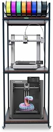PT2 Ultimate Large 3D Printer Storage Solution, Heavy-Duty 3-Tier Stand & Filament Organizer Rack for Biggest Printers on Wheels by Poweruck