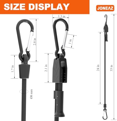 Heavy Duty Bungee Cords with Hooks, 8-Pack 24" Adjustable Shock Straps - Image 2