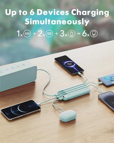 charmast 10000mAh Power Bank Portable Charger with 4 Built-in Cables - Image 3