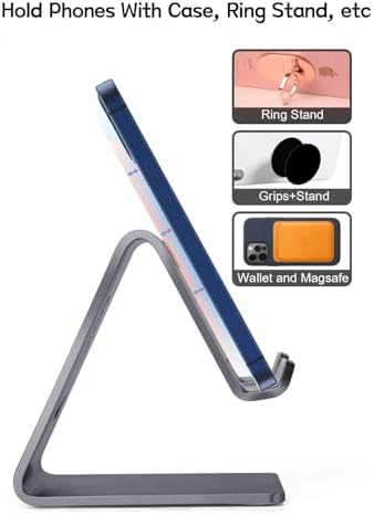 Aoviho Cell Phone Stand Desk Phone Holder - Aluminum Mobile Phone Cradle Dock for iPhone 15 14 13 12 pro 11 X Xs max 8 7 6 6s Plus SE 5 Samsung All Smart Phones, Dark Gray - Image 4