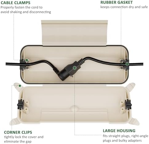 Flemoon Outdoor Extension Cord Safety Cover, IP44 Waterproof Electrical Box - Image 3