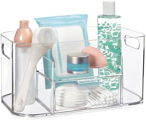 STORi Bliss Clear Makeup Organizer for Countertop, Divided Bathroom Organizer & Storage Drawer, Makeup Brush Holder, Cosmetic & Nail Polish Organizer, Made in USA by STORi