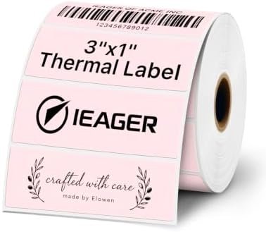 iEager 3x1 Inch Thermal Labels, Pink Durable Thermal Printer Stickers by ReliableThermalLabelsYouCanCountOn