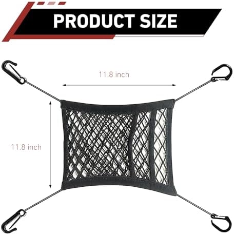 3-Layer Car Mesh Organizer, Front Seat Back Net Bag, Stretchable Kid Dog Car Net Barrier Pet Divider Storage, Universal Hanging Storage Netting Pouch for Most Auto, Sedan, SUV - Image 2