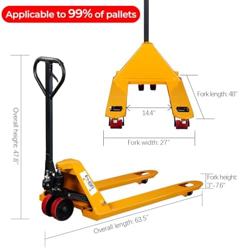 Leak-Proof Pallet Jack, 5500 lbs Load Capacity, Manual Pallet Truck with 48L x 27W Inch Forks for Material Handling, Suitable for Warehouse, Supermarket, Manufacturing - Image 2