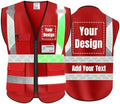 Luminous Safety Vest Customize Your Logo Work Vest with Luminous Hi-Vis Reflective Strips (XL, Red) by YOWESHOP