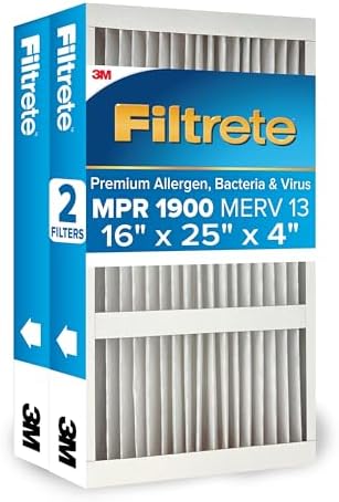 Filtrete 16x25x4 Air Filter, MERV 13, MPR 1900, 2 HVAC Filters by Filtrete