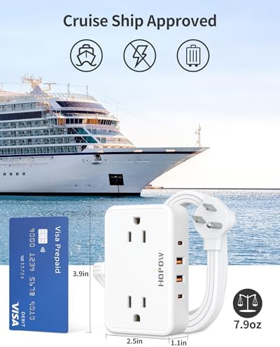 HOPOW Flat Plug Extension Cord, 4AC&2A2C, 6 FT Power Strip for Travel - Image 6
