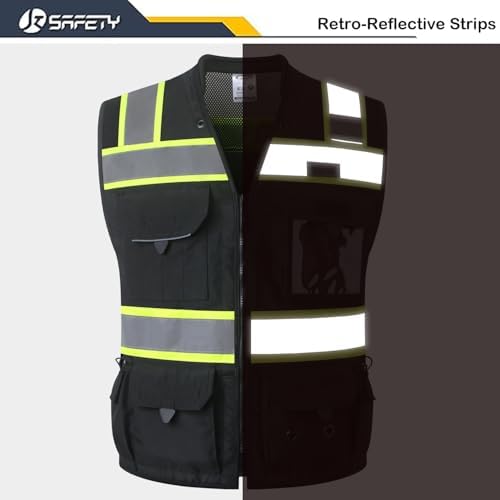 JKSafety Hi-Vis Unisex Surveyor Safety Vest Heavy Duty PPE Inner Pockets ANSI/ISEA Compliant - Image 4