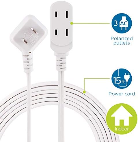 Philips 2-Pack Indoor Extension Cord Power Strip 15 ft, Flat Plug - Image 2