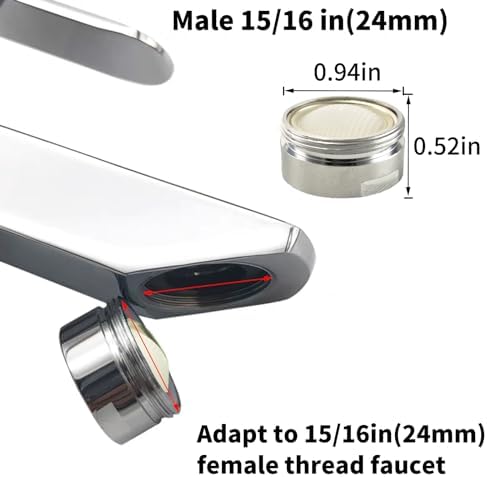 Bathroom Sink Aerator,2.2 GPM Faucet Aerator, Made of Solid Brass and Stainless Steel,15/16 Inch Male Thread Faucet Replacement with Gasket,For Kitchen and Bathroom,6PCS(Silvery) - Image 2