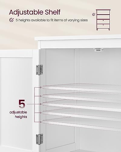 VASAGLE Bathroom Floor Cabinet with 2 Doors, 2 Drawers, Cloud White - Image 6