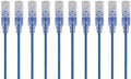 Monoprice Cat6A Ethernet Patch Cable - 10-Pack, Snagless RJ45, 550Mhz, 10G, UTP, Pure Bare Copper Wire, 30AWG, 25 Feet, Blue - SlimRun Series by Monoprice