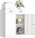 INTERGREAT Metal Storage Cabinet with Drawers, 36”H Lockable Office Storage Cabinets with 2 Doors and Adjustable Shelves, White Steel File Cabinet for Home Office, Garage, School, Apartment(White) by INTERGREAT