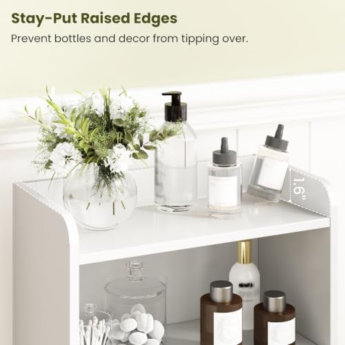 Small Bathroom Storage Cabinet with 2 Doors & Shelf, Line White - Image 5