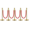 5PCS Gold Stanchion Post, 5 Ft Red Velvet Rope Stainless Steel Crowd Control by Unknown