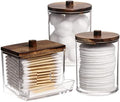 Tbestmax 3 Pack Qtips Holder Bathroom Container, 10 oz Cotton Ball/Swabs Dispenser, Apothecary Jar Organizer for Storage Brown Wood Lids by Tbestmax