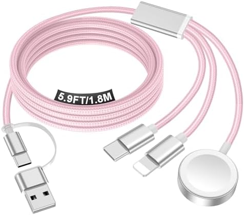 Travel Essentials for Apple Watch Charger,iPhone Charger,3 in 2 Type C/Lightning/Magnetic Travel Charging Cable,Portable Multi Charging Cable for Apple Watch, iPhone 17‑11,Samsung S26,Car,iPad-6FT by Accessoriesforphoneandelectricproducts