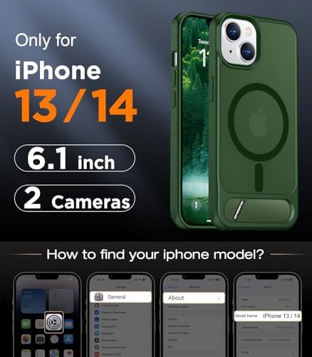 Temdan Magnetic Compatible with iPhone 14 Case/iPhone 13 Case,[Built-in Invisible Kickstand][Compatible with MagSafe][Military Grade Shockproof] Slim Translucent Matte Phone Case for iPhone 14/13 6.1" - Image 2