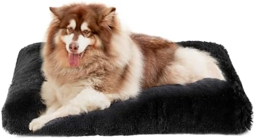 EHEYCIGA Fluffy Dog Crate Bed, Plush XX Large Dog Pillow, Black by EHEYCIGA